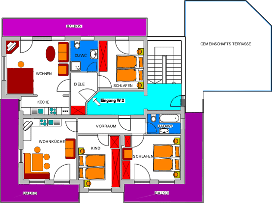 110m² - Grundriss aus Fewo1 +  Fewo2