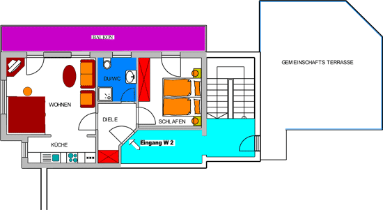 50m² - Grundriss Fewo2 "Gerlos"