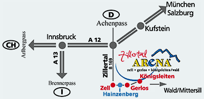 Verkehrsspinne Tirol - Hainzenberg liegt zwischen Zell am Ziller und Gerlos